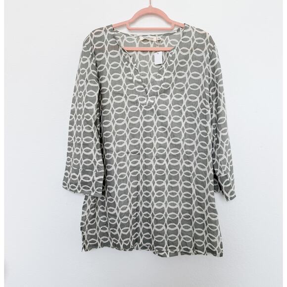 NWT‎ BluThreads Geometric Cotton Tunic Top Gray Size S Lagom Summer Minimalist - Picture 1 of 6